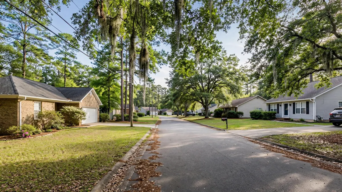 Brick ranch homes on a quiet street in Cayce, SC